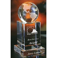 Optical Crystal Globe Award On Cube Base